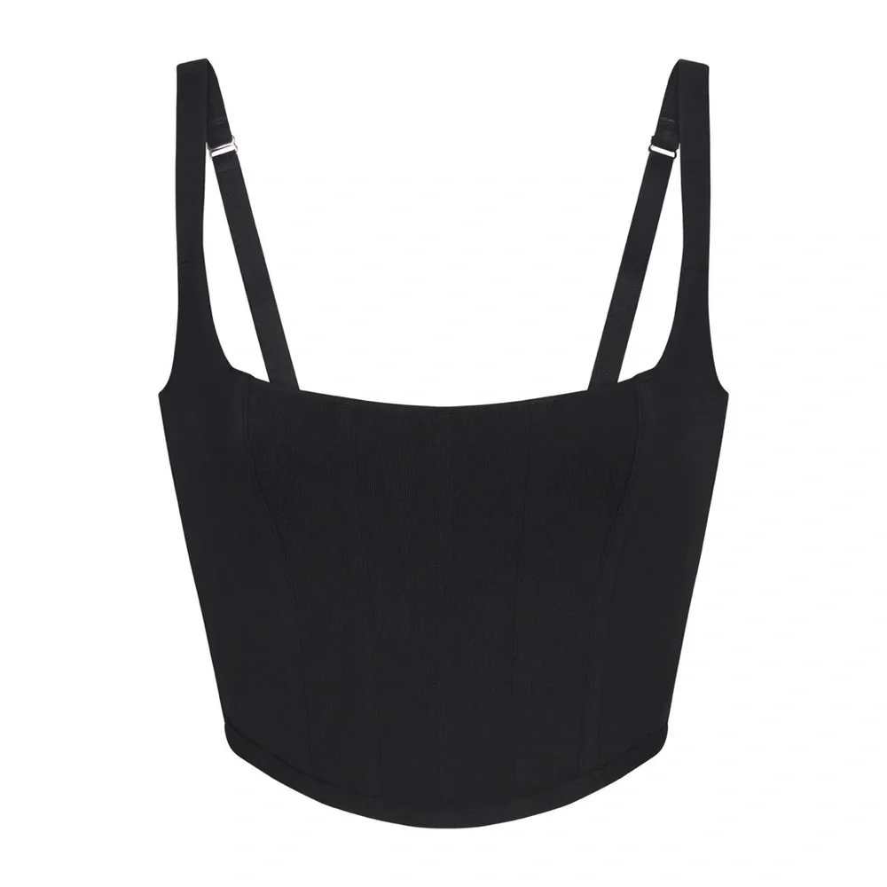 SKIMS | Cotton Corset Bustier Top In Soot NEW Size S - Picture 9 of 11
